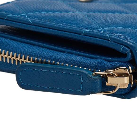 CHANEL Blue Caviar Leather Logo Wallet